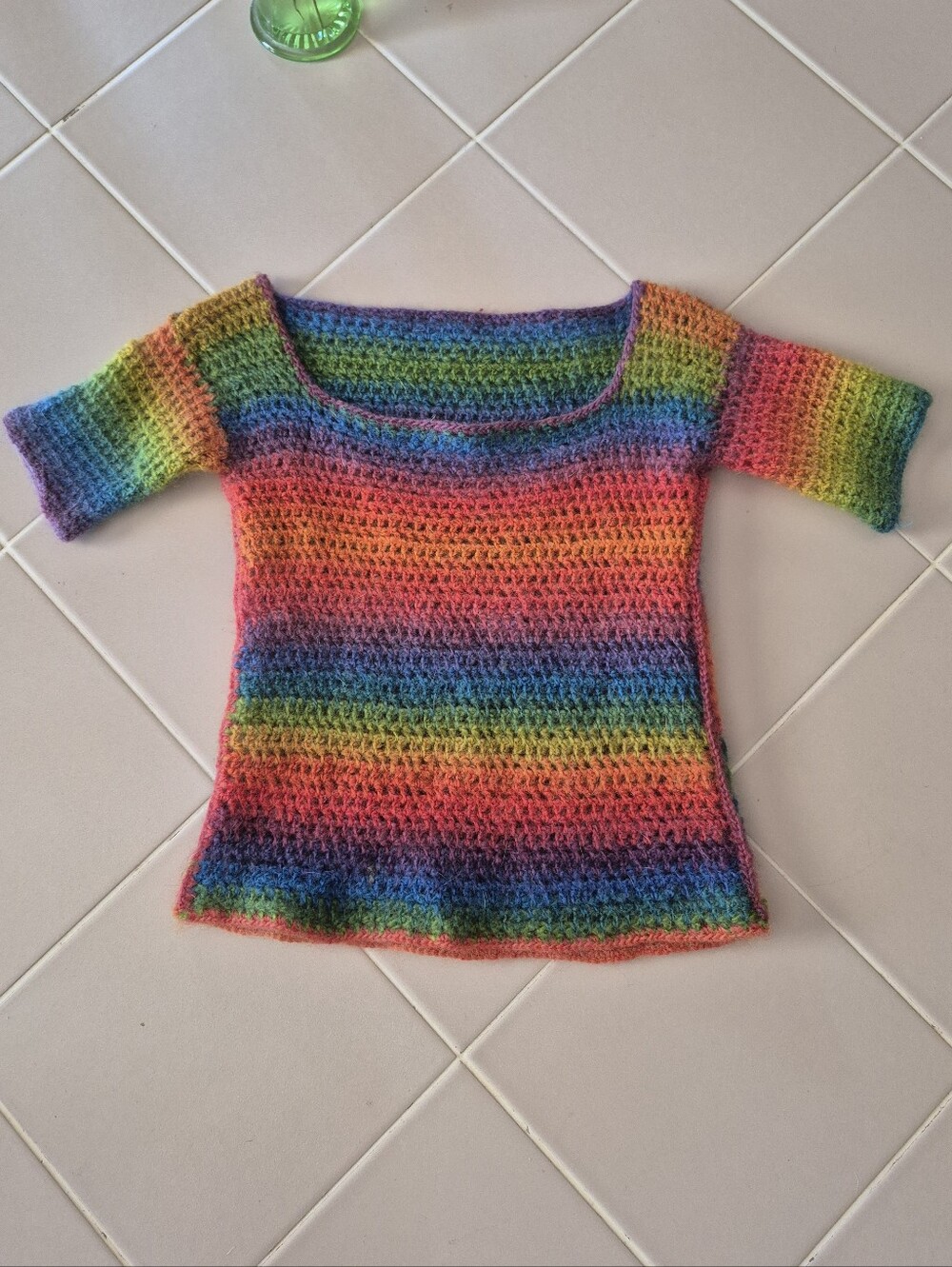 Crochet Crop Tee Rainbow